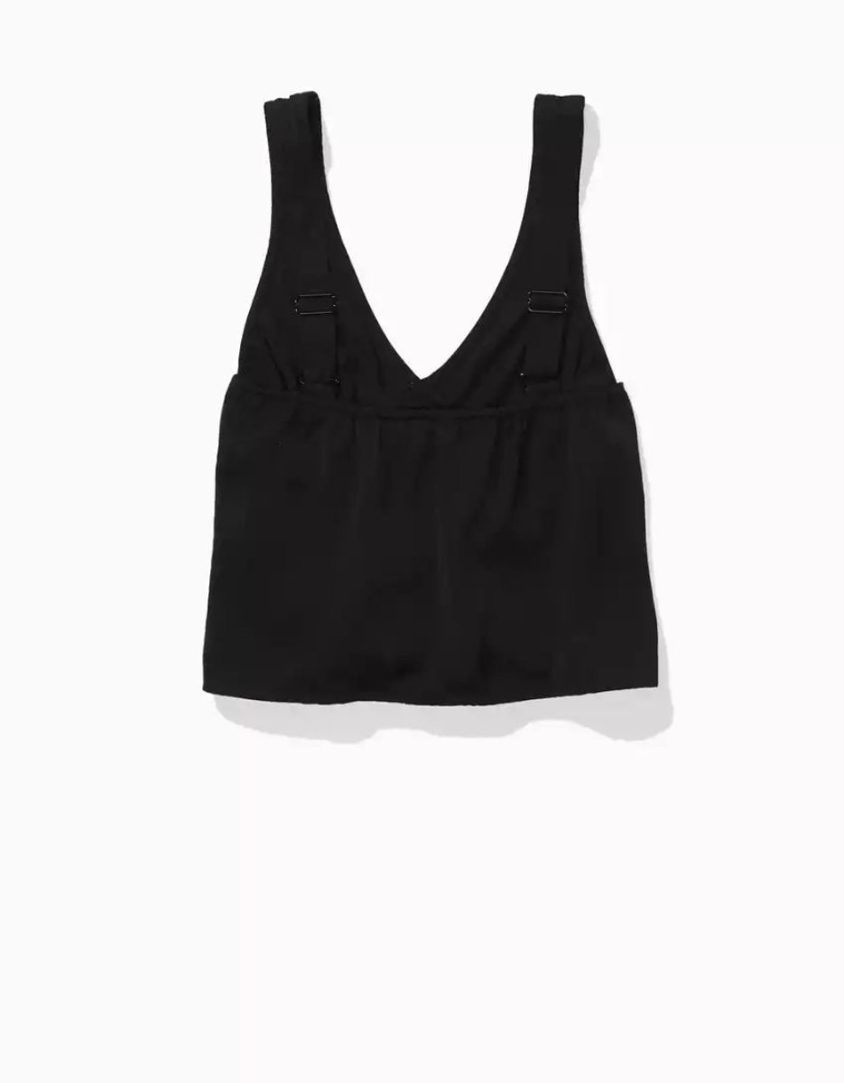 Chemises American Eagle AE Silky Cinch-Front Tank Top Noir Femme | ZZK-68865862